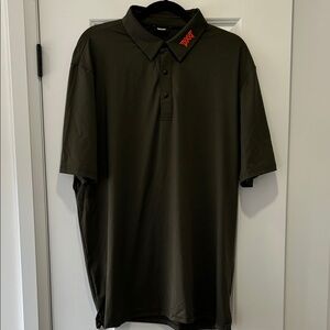 PXG Men's Olive Green Polo with Orange Logo